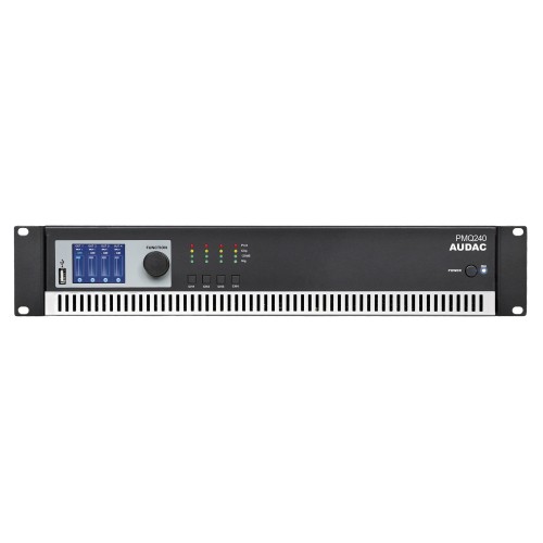 AUDAC PMQ240, GARSO STIPRINTUVAS 100V 4X240W SU DSP AUDAC PMQ240, GARSO STIPRINTUVAS 100V 4X240W SU DSP