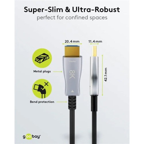 GOOBAY OPTICAL HYBRID ULTRA HIGH SPEED HDMI, OPTINIS HIBRIDINIS KABELIS 40M GOOBAY OPTICAL HYBRID ULTRA HIGH SPEED HDMI, OPTINIS HIBRIDINIS KABELIS 40M