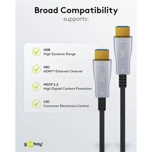 GOOBAY OPTICAL HYBRID ULTRA HIGH SPEED HDMI, OPTINIS HIBRIDINIS KABELIS 40M GOOBAY OPTICAL HYBRID ULTRA HIGH SPEED HDMI, OPTINIS HIBRIDINIS KABELIS 40M