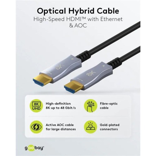 GOOBAY OPTICAL HYBRID ULTRA HIGH SPEED HDMI, OPTINIS HIBRIDINIS KABELIS 40M GOOBAY OPTICAL HYBRID ULTRA HIGH SPEED HDMI, OPTINIS HIBRIDINIS KABELIS 40M