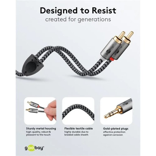 GOOBAY AUDIO ADAPTER CABLE AUX, 3.5 MM Į 2X RCA GARSO KABELIS, 5 M GOOBAY AUDIO ADAPTER CABLE AUX, 3.5 MM Į 2X RCA GARSO KABELIS, 5 M