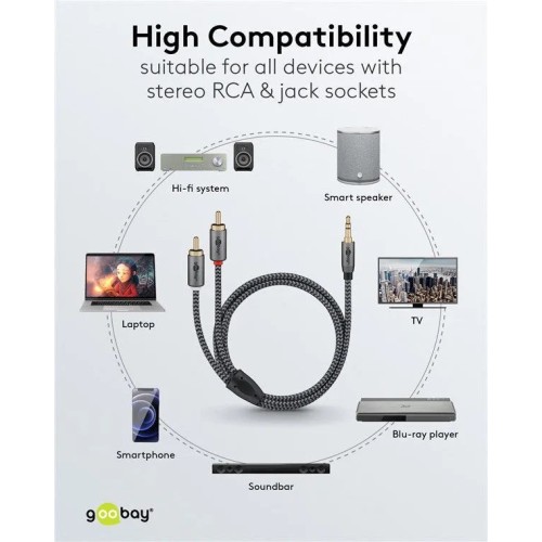 GOOBAY AUDIO ADAPTER CABLE AUX, 3.5 MM Į 2X RCA GARSO KABELIS, 5 M GOOBAY AUDIO ADAPTER CABLE AUX, 3.5 MM Į 2X RCA GARSO KABELIS, 5 M