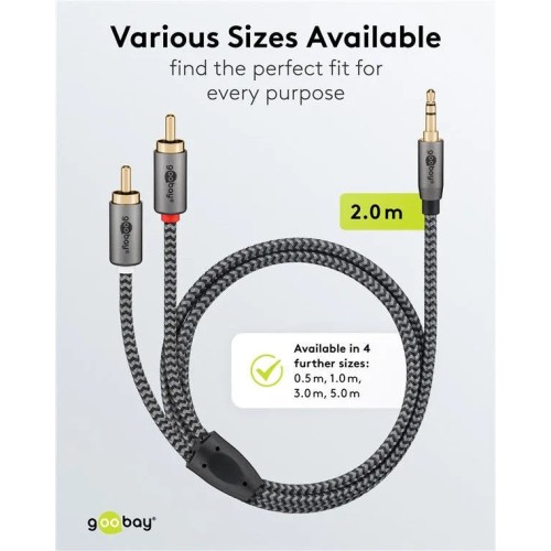 GOOBAY AUDIO ADAPTER CABLE AUX, 3.5 MM Į 2X RCA GARSO KABELIS, 2 M