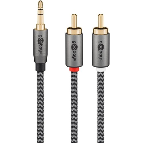 GOOBAY AUDIO ADAPTER CABLE AUX, 3.5 MM Į 2X RCA GARSO KABELIS, 3 M GOOBAY AUDIO ADAPTER CABLE AUX, 3.5 MM Į 2X RCA GARSO KABELIS, 3 M