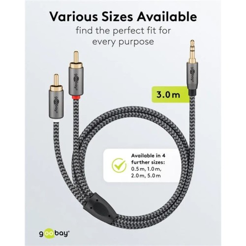 GOOBAY AUDIO ADAPTER CABLE AUX, 3.5 MM Į 2X RCA GARSO KABELIS, 3 M GOOBAY AUDIO ADAPTER CABLE AUX, 3.5 MM Į 2X RCA GARSO KABELIS, 3 M