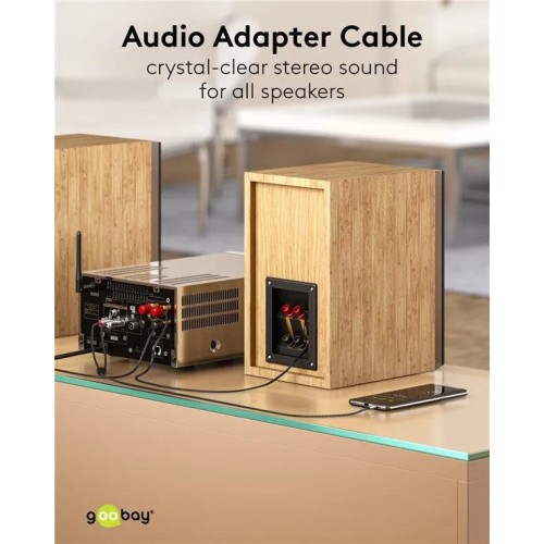 GOOBAY AUDIO ADAPTER CABLE AUX, 3.5 MM Į 2X RCA GARSO KABELIS, 3 M GOOBAY AUDIO ADAPTER CABLE AUX, 3.5 MM Į 2X RCA GARSO KABELIS, 3 M