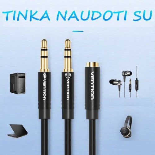 AUX PERĖJIMO LAIDAS, 3.5MM LIZDAS 4PIN- 2 X 3.5MM KIŠTUKAI 3PIN AUX PERĖJIMO LAIDAS, 3.5MM LIZDAS 4PIN- 2 X 3.5MM KIŠTUKAI 3PIN