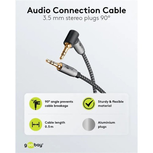 GOOBAY AUDIO CONNECTION CABLE, AUX 3.5 MM GARSO LAIDAS, 0.5 M GOOBAY AUDIO CONNECTION CABLE, AUX 3.5 MM GARSO LAIDAS, 0.5 M