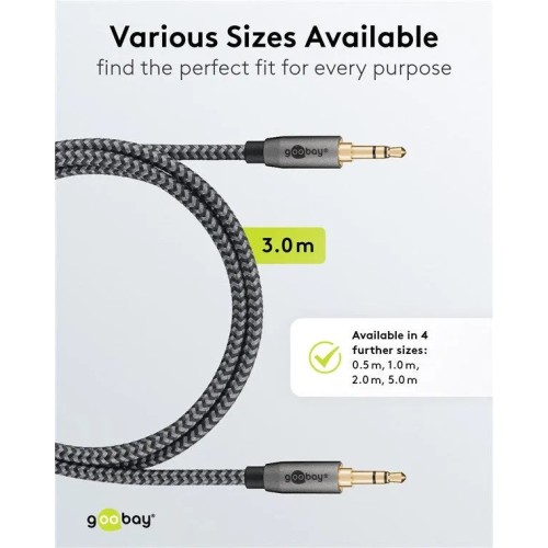 GOOBAY PLUS AUDIO CONNECTION CABLE, 3.5 MM AUX STEREO KABELIS, 3 M