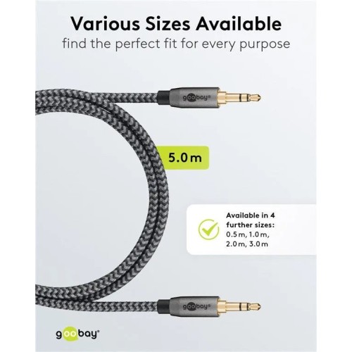 GOOBAY PLUS AUDIO CONNECTION CABLE, 3.5 MM AUX STEREO KABELIS, 5 M