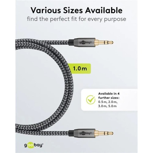GOOBAY PLUS AUDIO CONNECTION CABLE, 3.5 MM AUX STEREO KABELIS, 1 M