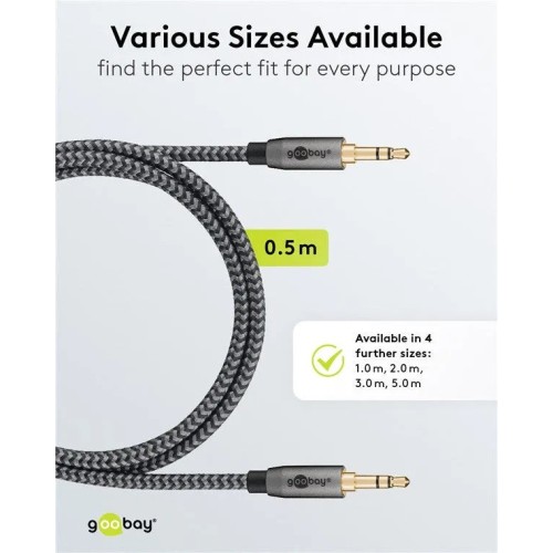 GOOBAY PLUS AUDIO CONNECTION CABLE, 3.5 MM AUX STEREO KABELIS, 0.5 M GOOBAY PLUS AUDIO CONNECTION CABLE, 3.5 MM AUX STEREO KABELIS, 0.5 M