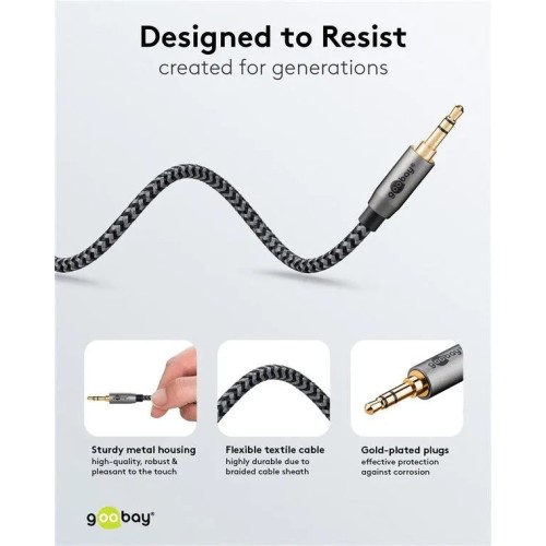 GOOBAY PLUS AUDIO CONNECTION CABLE, 3.5 MM AUX STEREO KABELIS, 0.5 M GOOBAY PLUS AUDIO CONNECTION CABLE, 3.5 MM AUX STEREO KABELIS, 0.5 M