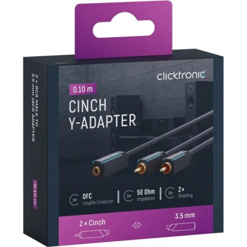 CLICKTRONIC (10 CM) 3.5 MM AUX Į RCA SIGNALINIS KABELIS- ADAPTERIS CLICKTRONIC (10 CM) 3.5 MM AUX Į RCA SIGNALINIS KABELIS- ADAPTERIS