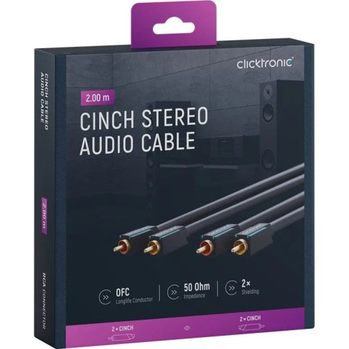 CLICKTRONIC (2 M.), RCA SIGNALINIS KOAKSIALINIS AUDIO KABELIS