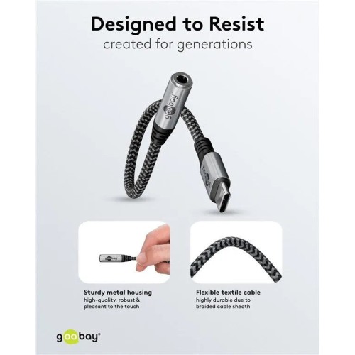 GOOBAY ADAPTER USB-C TO JACK, USB-C Į 3.5 MM AUSINIŲ AUX ADAPTERIS