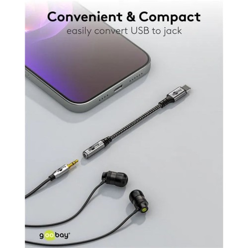 GOOBAY ADAPTER USB-C TO JACK, USB-C Į 3.5 MM AUSINIŲ AUX ADAPTERIS