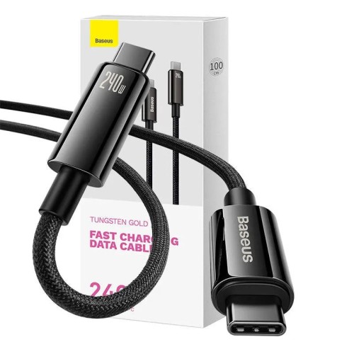 BASEUS TUNGSTEN GOLD 240W, USB-C - USB-C, 1M KABELIS BASEUS TUNGSTEN GOLD 240W, USB-C - USB-C, 1M KABELIS