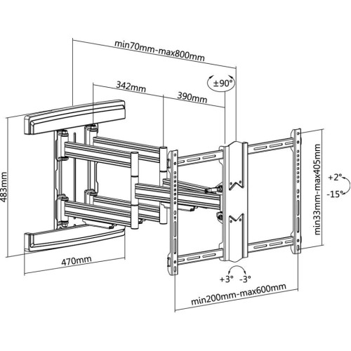 GOOBAY FULLMOTION (L), TV LAIKIKLIS WALL MOUNT PRO IKI 70KG.