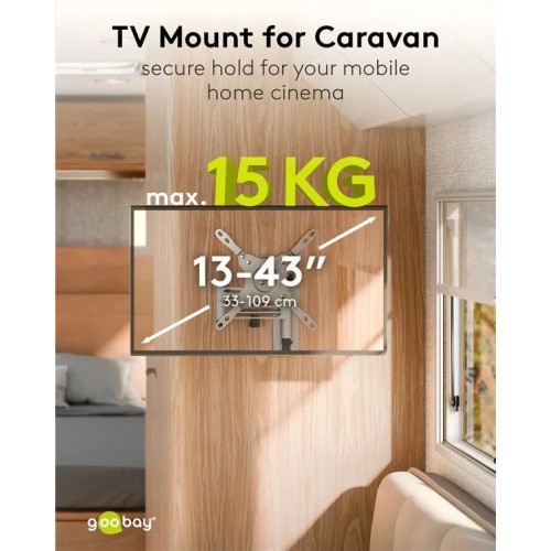GOOBAY TV WALL MOUNT CARAVAN FULLMOTION (M), TELEVIZORIAUS SIENINIS LAIKIKLIS GOOBAY TV WALL MOUNT CARAVAN FULLMOTION (M), TELEVIZORIAUS SIENINIS LAIKIKLIS
