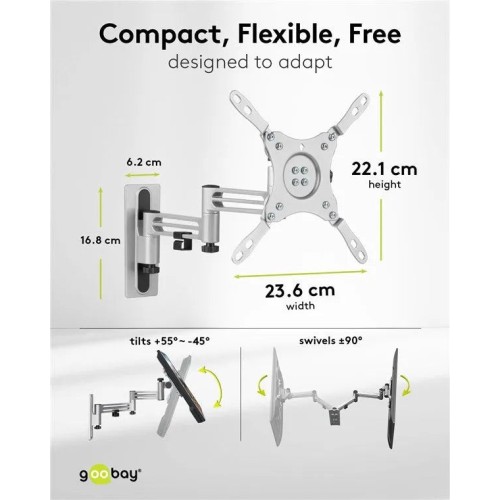 GOOBAY TV WALL MOUNT CARAVAN FULLMOTION (M), TELEVIZORIAUS SIENINIS LAIKIKLIS GOOBAY TV WALL MOUNT CARAVAN FULLMOTION (M), TELEVIZORIAUS SIENINIS LAIKIKLIS