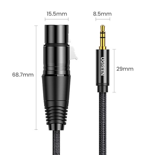 UGREEN AV182, (1 M.) XLR-3.5MM KABELIS-ADAPTERIS