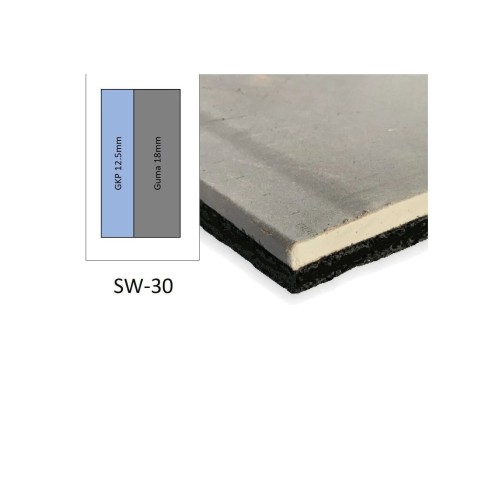 SILENCEWORLD SW-17, 30MM GARSO IZOLIACINĖ-AKUSTINĖ PLOKŠTĖ SU GIPSU (SIENOMS IR LUBOMS)