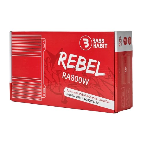 BASS HABIT REBEL RA800W, 4-RIŲ KANALŲ AUTOMOBILINIS GARSO STIPRINTUVAS BASS HABIT REBEL RA800W, 4-RIŲ KANALŲ AUTOMOBILINIS GARSO STIPRINTUVAS