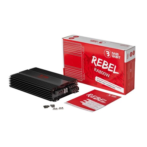 BASS HABIT REBEL RA800W, 4-RIŲ KANALŲ AUTOMOBILINIS GARSO STIPRINTUVAS BASS HABIT REBEL RA800W, 4-RIŲ KANALŲ AUTOMOBILINIS GARSO STIPRINTUVAS
