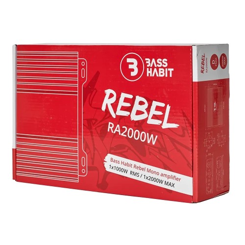 BASS HABIT REBEL RA2000W, MONO AUTOMOBILINIS GARSO STIPRINTUVAS 1000W BASS HABIT REBEL RA2000W, MONO AUTOMOBILINIS GARSO STIPRINTUVAS 1000W
