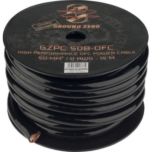 GROUND ZERO 50 MM² AUKŠTOS KOKYBĖS OFC MAITINIMO LAIDAS 20M – JUODAS