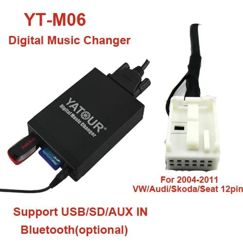 AUTOMOBILINIS USB/SD/AUX ADAPTERIS YATOUR YT-M06, ISO 12-PIN, SKIRTAS AUTOMOBILINIS USB/SD/AUX ADAPTERIS YATOUR YT-M06, ISO 12-PIN, SKIRTAS