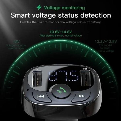 AUTOMOBILINIS ĮKROVIKLIS FM SIŲSTUVAS „AUX“ MODULIATORIUS „BLUETOOTH“ LAISVŲ RANKŲ ĮRANGA BASEUS S09A T-TYPE DUAL USB AUTOMOBILINIS ĮKROVIKLIS FM SIŲSTUVAS „AUX“ MODULIATORIUS „BLUETOOTH“ LAISVŲ RANKŲ ĮRANGA BASEUS S09A T-TYPE DUAL USB