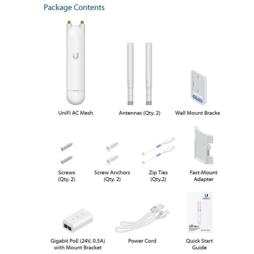 UBIQUITI UNIFI AC MESH (UAP-AC-M), TINKLO ĮRANGA