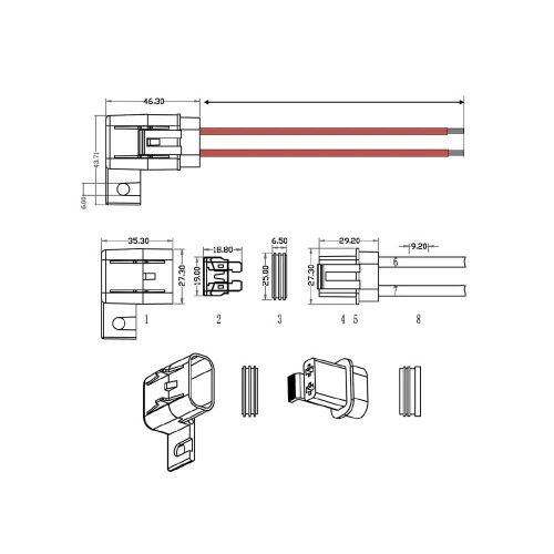 AMPIRE ATO SAUGIKLIŲ LAIKIKLIS 4MM² (12 AWG) LAIDAMS, ATSPARUS VANDENIUI AMPIRE ATO SAUGIKLIŲ LAIKIKLIS 4MM² (12 AWG) LAIDAMS, ATSPARUS VANDENIUI