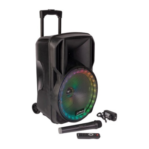 IBIZA SOUND   PARTY LIGHT AND SOUND PARTY-15RGB ĮKRAUNAMA GARSO SISTEMA SU RGB LED ŠVIESOS EFEKTU IR BELAIDŽIU MIKROFONU